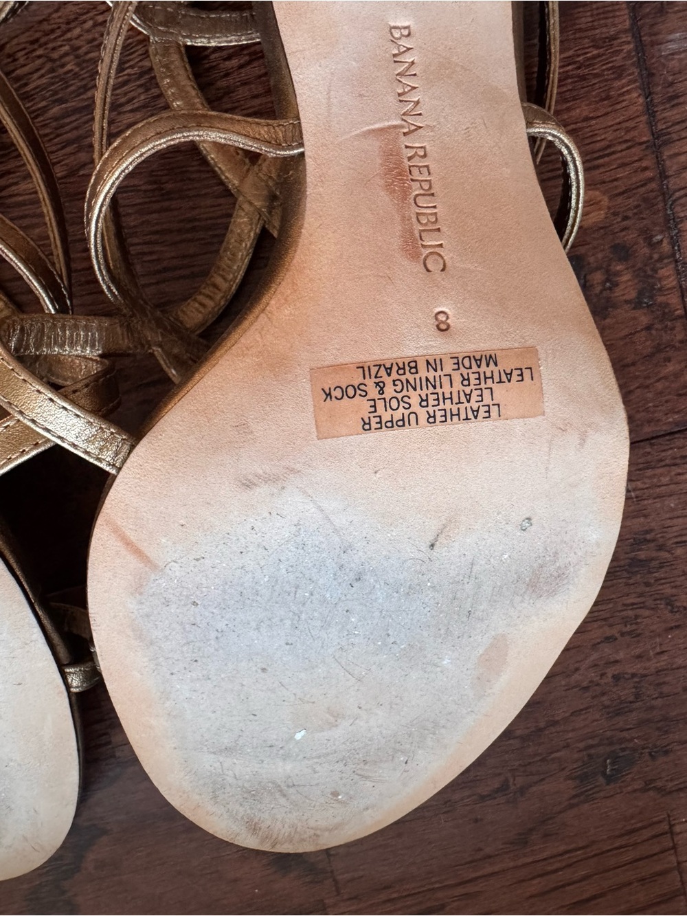 Banana Republic Metallic Bronze Leather Strappy Heels Size 8 Special Occasion - Picture 4 of 7